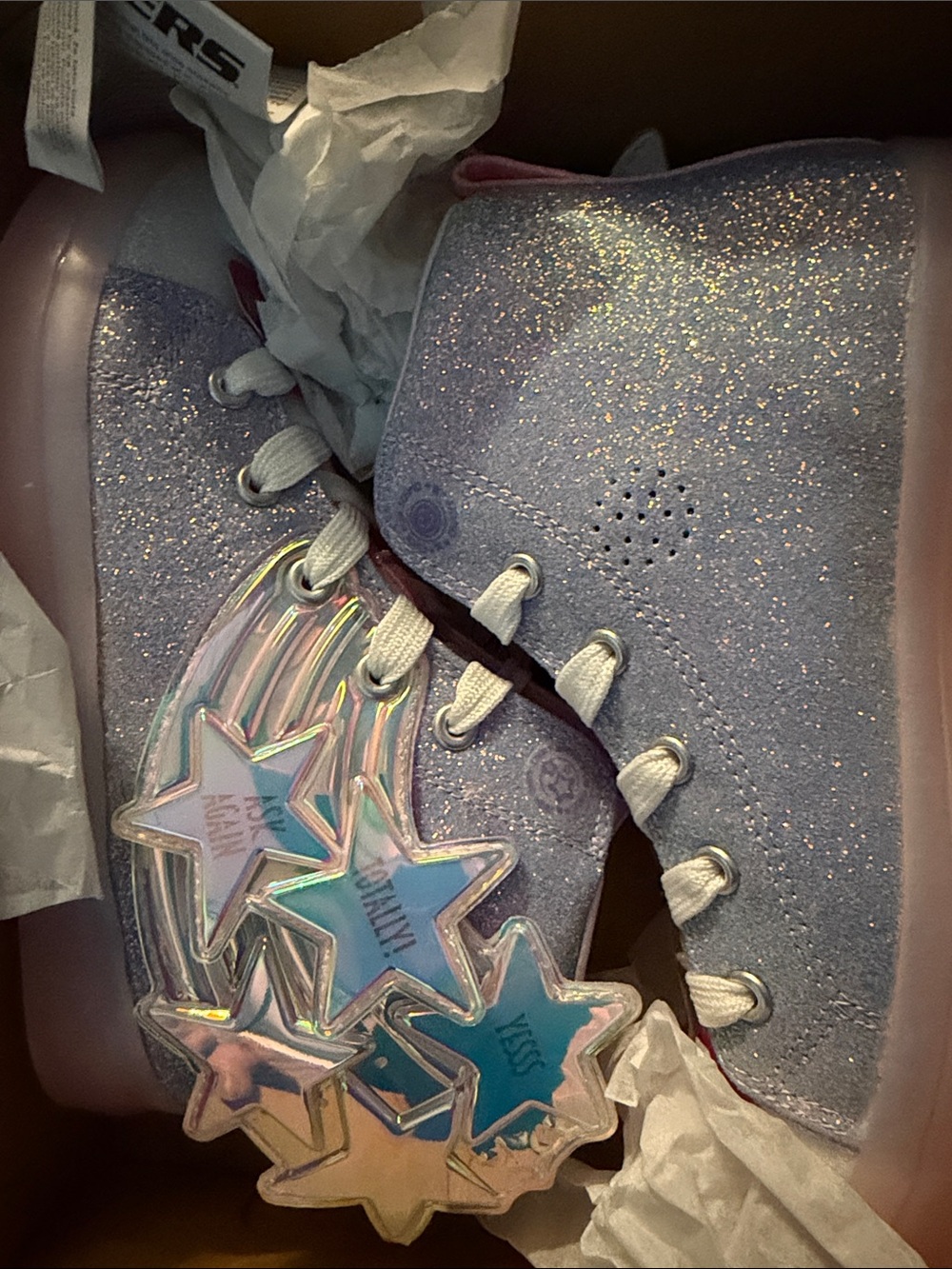Sparkle Star High-Top Kids Shoes - Pink Glitter